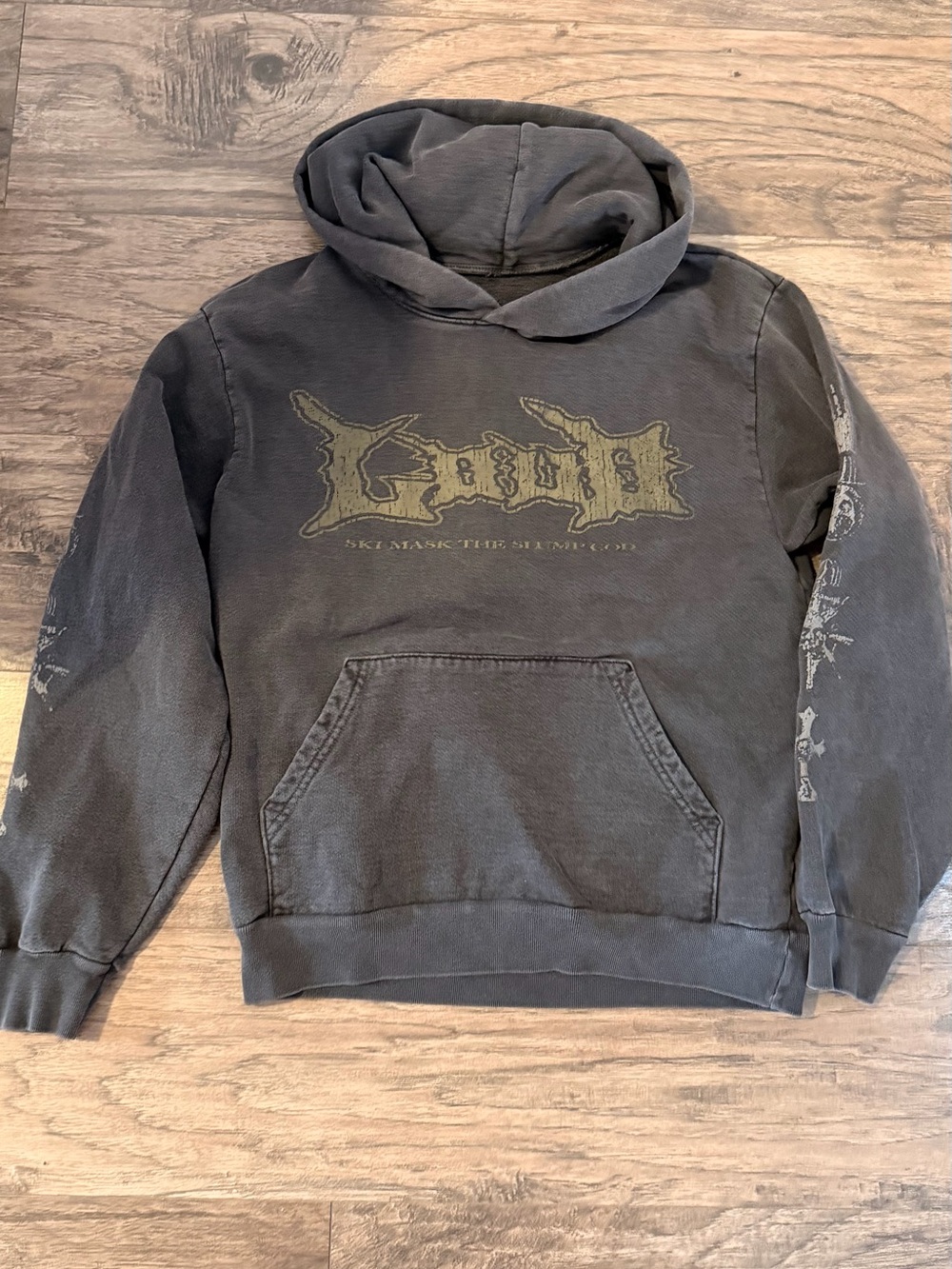 Men's Black Graphic Crewneck Hoodie with Front Logo